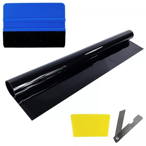 DecoMeister Lámina Adhesiva Tintada Para Ventanillas de Coche Vinilo de Tinte Para Ventanas Película Autoadhesiva Para Cristales Protector Solar Protección de Privacidad En Rollo 75x300cm Negro Oscuro