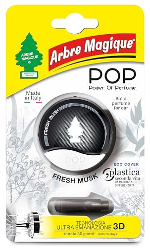 Arbre Magique POP, Profumatore Auto Solido, Fragranza Fresh Musk, Profumazione Morbida e Fresca, Durata Fino a 30 Giorni, Design Italiano, Confezione da 1 Pezzo