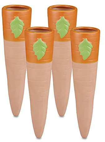 Relaxdays Tonspitzen Bewässerung, 4er Set, Tonkegel für 1,5 l PET Flaschen, für Balkonkästen & Topfpflanzen, terrakotta