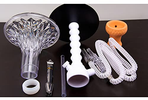chicha Compléter Ensemble de Narguilé, 1 Tuyau Kit de Narguilé avec Narguilé Accessoires Acrylique Verre Vase a Eau pour Fumer (Color : White)