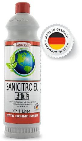 Lorito Sanicitro Sanitärreiniger Konzentrat Kalkreiniger 1 L - Nachhaltiger Öko-Reiniger zertifiziert mit EU-Ecolabel, Badreiniger gegen Kalk, Urinstein und Schmutz, Made in Germany