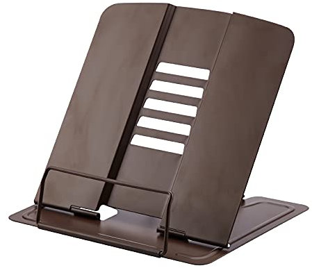 XIAOSAKU Buchständer Metall einstellbar Buchständer Tray Kochbuch Leser Tisch Faltbar Tragbare Licht Buchstand Lehrbücher Tablet Koch Rezept 6 x 8 7 Zoll für Küche und Büro (Color : Brown)