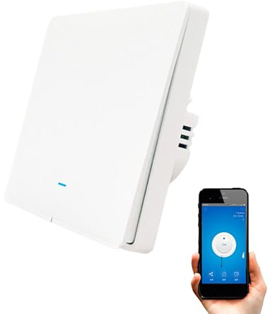 Interruptor WiFi Inteligente de Pared compatible con Alexa, Google Home y Smart Life, iOS y Android, Programable – Smartfy (Simple Botón)
