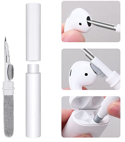 Vicloon multifunktionell rengöringspenna, Öronsnäckor rengöringspenna, rengöringsborste för hörlurar, mjuk rengöringsborste för Bluetooth-hörlurar, Tangentbord, Kamera, Telefon, Bärbar Dator (Vit)