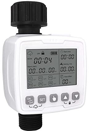 Sprinkler Timer with Large LCD Screen, Water Timer Install On Faucet 4/6, Garden Timer Irrigation Timer Easy to Operate, Controller Hose Timer for Patio Lawn,White