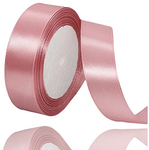 Geschenkband Roségold 25mm Breit, 23 Meters Satinband Altrosa Rose Rosa Geschenkbänder Stoff Schleifenband Dekoband zum Geschenkverpackung, Bastelarbeiten, Geburtstag und Hochzeitsdekoration