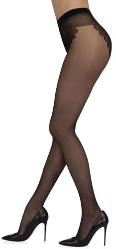 Sarah Borghi Collant Donna Velato 20 Denari, Calze con Corpino Effetto Bikini in Lycra e Punta Rinforzata, Made in Italy (nero, L)