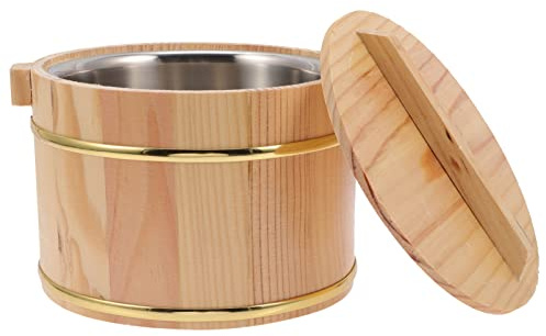 DOITOOL 1 Juego Barril De Arroz De Barril Arroz De Sushi De Madera Vaporera para Albóndigas Cestas De Vapor De Arroz Recipiente De Arroz Al Vapor Sushi Oke Acero Inoxidable Vapor De