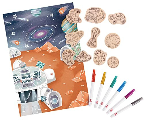 Hape E1078 Painting and Play Set, Mars Space Life, Storytelling DIY Magnets