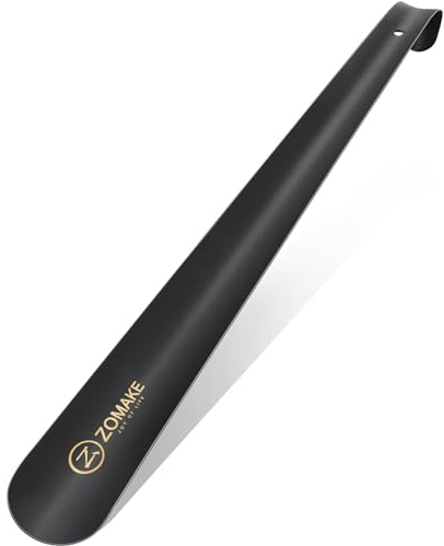 ZOMAKE Metal Shoe Horn 42cm - Long Handled Shoehorn,Extra Long Shoe Horns For Men Women The Elderly (Black)