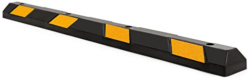TANGZON 1/2 Pack Rubber Kerb, 54/182cm Parking Blocks with Yellow Refective Stripes, Heavy Duty Parking Target Wheel Stopper for Car Truck RV Trailer Garage (1 Pack, 182 x 15 x 10cm)