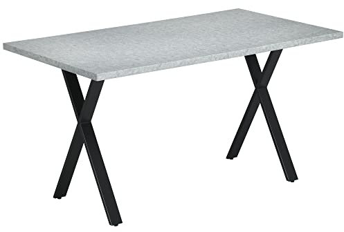 HOMCOM Esstisch Esszimmertisch Küchentisch, Speisetisch mit Steinoptik, Wohnzimmertisch für 6 Personen, Stahlbeine, Grau, 140 x 80 x 76 cm