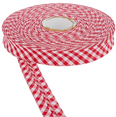 Discount Fabrics LTD Schrägband, 18 mm und 30 mm breit, Baumwolle, 5 m und 25 m, Weiß, doppelt gefaltet, Einfassung zum Nähen, Wimpelketten, Handwerk, Polstern, Paspelierung und Kleidung (rot, 5 m)