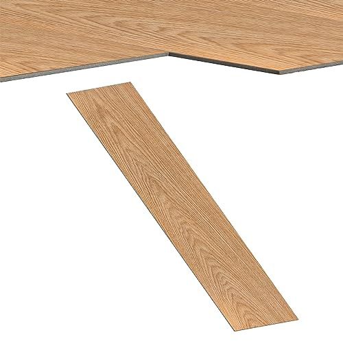 Froadp Pavimento in PVC autoadesivo, 2,51 m², effetto legno, piastrelle adesive in vinile, 18 pezzi, in vinile, antiscivolo, impermeabile, per porta d'ingresso, cucina, balcone (rovere caldo)