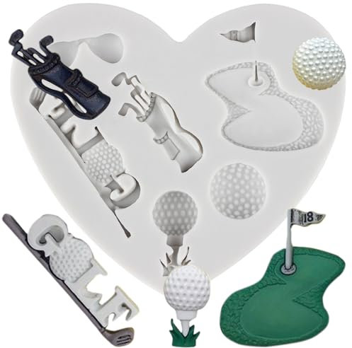 MINFEIDMS Golf Silicone Mold Golf Balls Chocolate Candy Fondant Molds For Cake Decorating Cupcake Topper Chocolate Gum Paste Polymer Clay