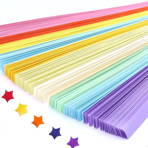 Origami Sterne Papierstreifen, 1080 Stück Glücksstern Papierstreifen Origami Stern Papierstreifen für Handgemachte Home Karten Geschenk, Party Dekoration, Basteln Dekoration