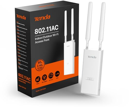 Tenda AC1200 Outdoor Gigabit Wi-Fi Access Point (OAP1200) - PoE Powered, Router/AP/Repeater Modes for Backyard, Garage