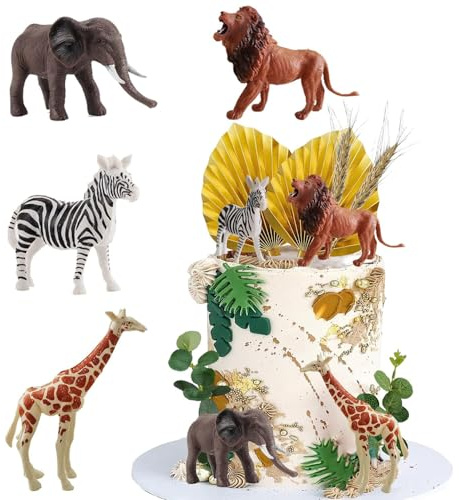 Guidre Dschungel Tortendeko Jungle Cake Topper Safari tiere Kuchendeko Waldtiere Tortendeko Zoo Tier Cake Topper für Kinder Junge Mädchen