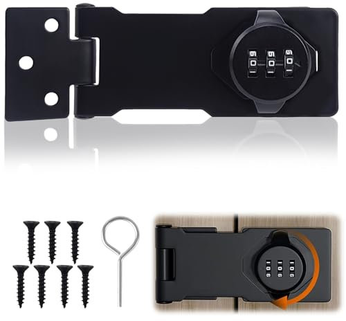 Erzekrim Überfalle mit Zahlenschloss 4,5 Zoll Sicherheitsüberfalle mit Schloss Abschließbar Überfalle Schloss 3-Stelliges Zahlenschloss mit Schraube für Tür, Schränke, Outdoor