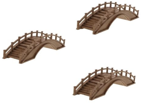 Ciieeo 3pcs Miniature Wood Arch Bridge for Garden Decor Chinese Landscape Ornament Micro Scene Accessory