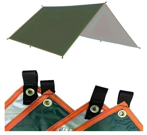 Zeltplane Camping Zelt Tarp 5x3meter 4x3meter 3x3meter wasserdichte Plane Zelt Schatten Ultraleicht Garten Baldachin Sonnenschirm Außen Camping Tourist Strand Sonnenschutz(Green-3X5)