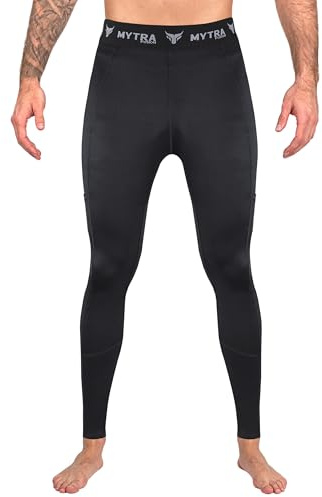 Mytra Fusion Legging Homme Sport Couche de Base Collants Pantalons Leggings - Collant Homme pour entraînement de Gymnastique Fitness entraînement en Cours d'exécution (Black,L)