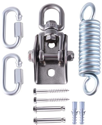 GIVIHGETI Deckenhaken Schwerlast Hängesessel Schwingfeder 360° Drehbarer Deckenhaken aus Edelstahl, 450 kg Kapazität, für Hängematte, Boxsack, Yogatuch