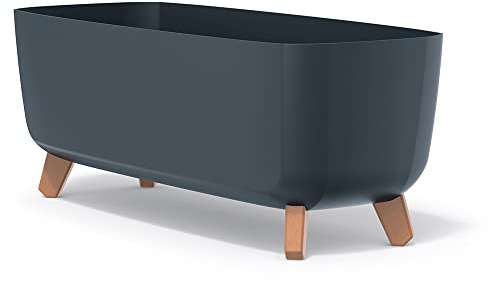 Tymar blomkruka rektangulär med fötter ytterkruka med ben blomkruka avlång utomhus (antracit; 60 cm)