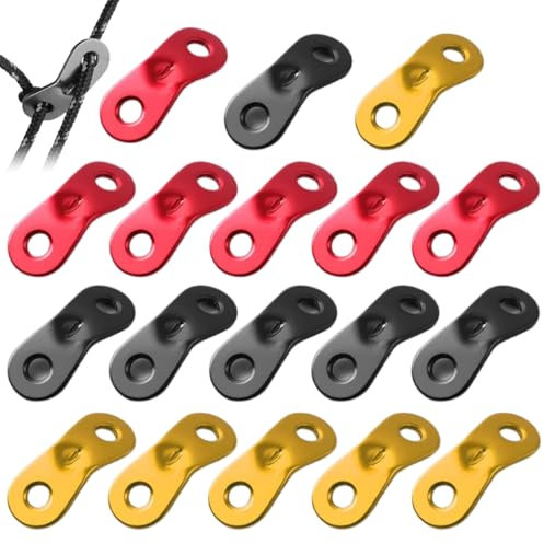 EORPAVU Tenditore per corda da tenda da 18 pezzi, tenditore per filo in lega di alluminio, tenditore per corda per accessori tenda, tenditore per tenda, tenditore per corda