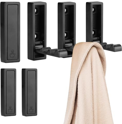 Patioer Klapphaken, 6 Stück, faltbar, Kleiderhaken, robuste Wandhaken zum Aufhängen von Mänteln, Handtüchern, Hüten, Rucksäcken (schwarz)