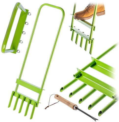 KADAX Rasenlüfter für effektives Rasen Aerifizieren, Rasenbelüfter aus Stahl, Hand Aerifizierer, Rasenspecht für Rasenbelüftung, Aerifiziergabel