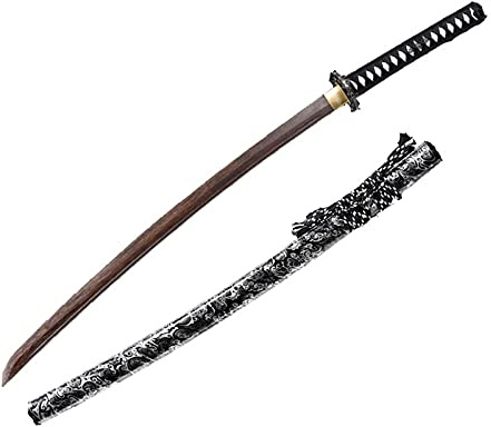 Handgjord naturlig rosenholt Katana - 103 cm trä samurajsvärd med mantel, perfekt för display, cosplay och Kendo-träning