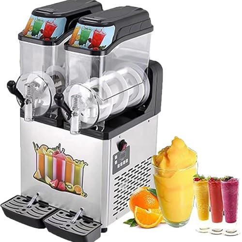 MáQuina de Granizados de 12/24 L, Gran Capacidad, Profesional, para Preparar Bebidas FríAs, Sin Necesidad de Hielo, Autolimpiable, Ideal para FrappéS, Batidos, CóCteles y Vino,Double Cylinder