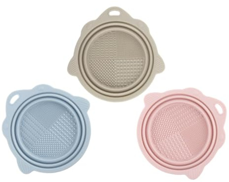 Ipetboom 3pcs Beauty Egg Cleaning Pad Foldable Silicone Cleaning Mat Makeup Brush Cleaner Tool for Makeup Brush Cleaners and Beauty Sponges in Bathroom Sink