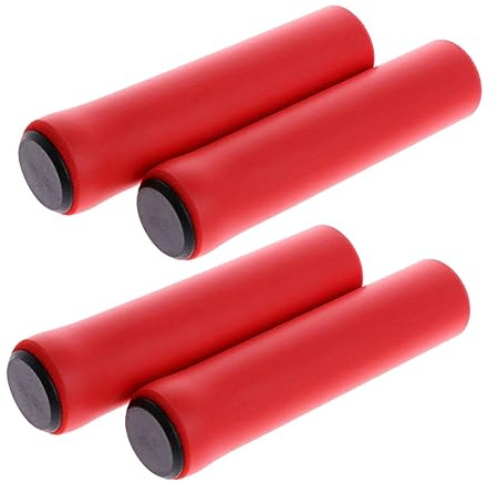 Abaodam Fahrradgriffüberzug 2 Paar für Lenker, Schwamm, 22mm, Rot | Lenkerenden aus Schwamm und Kunststoff, Passend für Mountainbike und Radfahren bei Regen