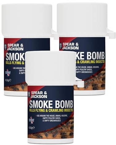 Spear & Jackson Smoke Bomb Fogger, 3 x 4.55g, For Effective Control Of All Flying and Crawling Insects