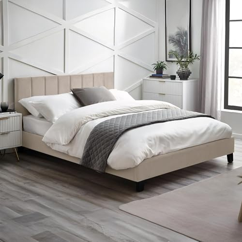 Julian Bowen Rosa Cream Velvet Upholstered 150cm King Bed