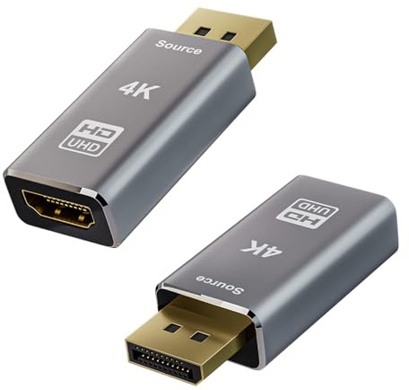 Powice 2 Stücke 4K Displayport auf HDMI Adapter, Unidirektional DP auf HDMI 4K@30Hz/2K@60Hz/1080P@120Hz, DP zu HDTV Adapter Kompatibel mit Dell, Lenovo, HP,GPU, AMD, Desktop