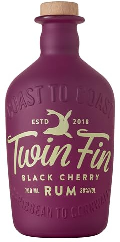 Twin Fin Black Cherry Rum | Caribbean Rum Blended in Cornwall | Cherry Notes & Decadent Almond | Pair with Cola | Summer Cocktails | 38% vol | 70cl