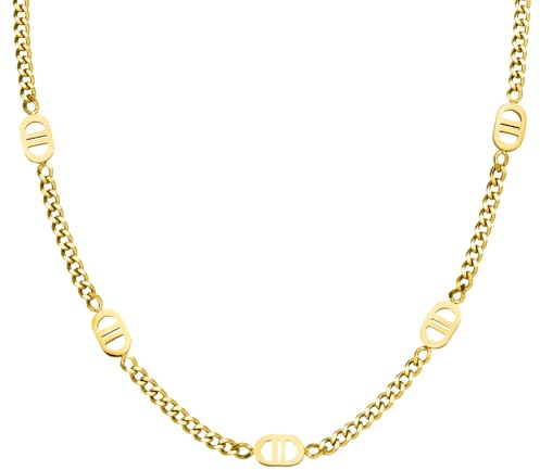 DIAMOND MODE Halskette Gold Damen - 18K vergoldete Goldkette Frauen, 38+5cm wasserfest - Choker Five Prestige Kette, hochwertiger Goldschmuck Geschenk