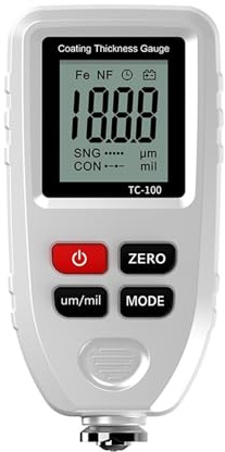 Misuratore di spessore del rivestimento TC100 0,1 micron/0-1300 dello film vernice for auto Strumento misurazione della FE/NFE Per uso fai da te(White)