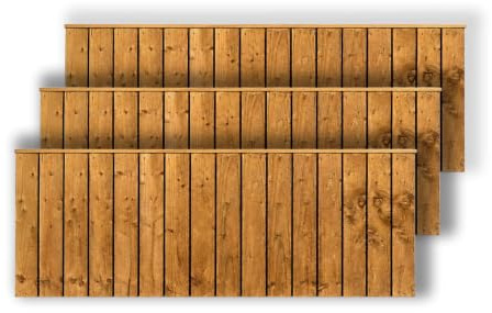 Snowdon Timber, Treated Brown Feather Edge Fence Panel, Pack of 3, (W) 1828mm x (H) 600mm, Garden Fencing