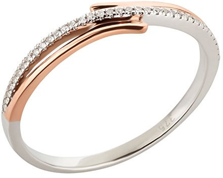 Ardeo Aurum Damenring aus 375 Gold bicolor Weißgold Rosegold mit 0,05 ct Diamant Brillant Verlobungsring