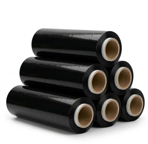 6 Rollen Beste-Folie Stretchfolie 23my 500mm - 2,5kg Palettenfolie Handfolie Wickelfolie (schwarz)