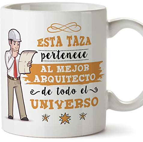 MUGFFINS Arquitecto Tazas Originales de café y Desayuno para Regalar a Trabajadores Profesionales - Esta Taza Pertenece al Mejor Arquitecto del Universo - Cerámica 350 ml