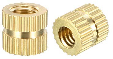 sourcing map 200 Stück Gewindeeinsatz Rändelschrauben Einschraubmuttern M4 x 6mm(L) x 6.4mm(OD) Messing