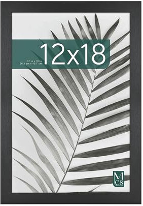 MCS Studio Gallery 30.5x46 cm (12x18 in) Picture Frame Black Woodgrain, Rectangle Vertical & Horizontal Wall Hanging Large Picture Frame for Photos, Posters & Art Prints (1-Pack)