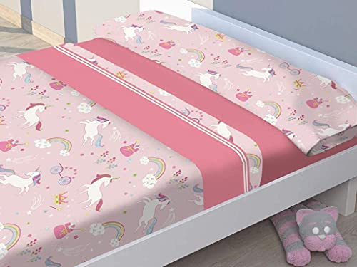 Energy Colors Textil Hogar - Junior - Cama 90 Juego Sábanas 3 Piezas 50% Algodón y Otras Fibras (Unicornio)
