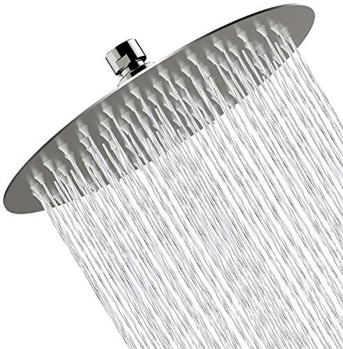 Rain Shower Head High Pressure,WOOPHEN 8 Inch 304 Stainless Steel Rainfall Showerhead, Swivel Spray Angle, Voluptuous Shower Experience, Easy Installation, Brushed Nickel