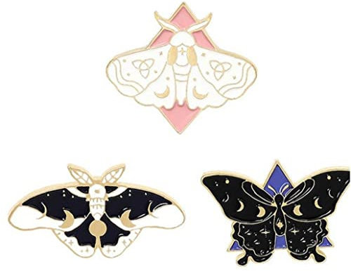 3 Stücke Emaille Niedliche Motten Schmetterling Pins Revers Abzeichen Cartoon Set, Funny Button Schmuck Für Rucksack Tücher Hüte Dekorationen, 3 Arten